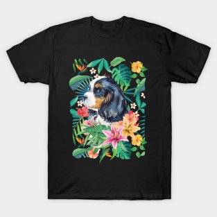 Tropical Tri-color Cavalier King Charles Spaniel T-Shirt